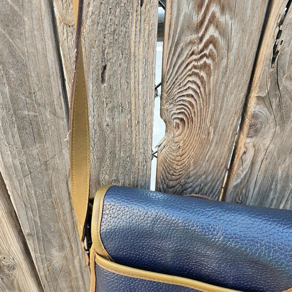 Dooney & Bourke Navy Leather Crossbody with Tan Trim - Picture 16 of 16